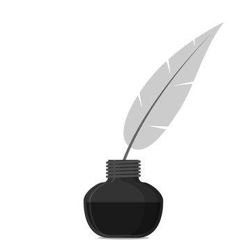 Ink with pen flat vector icon