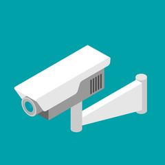 Security camera isometric flat vector