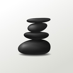 Realistic vector 3D zen stones and plumeria flower isolated for spa.