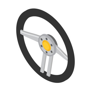 Sports Car Steering Wheel Icon. Flat Illustration