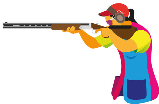A young woman is a clay pigeon shooter who participates in competitions