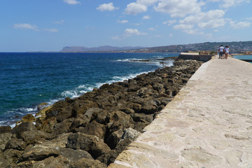 chania greece wall and coast