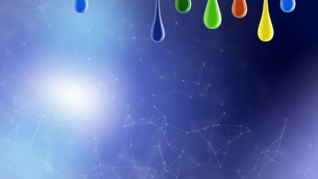3D multicolor colorful glossy paint blobs dripping down