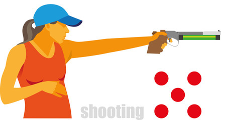 a young pretty woman participates in shooting competitions in modern pentathlon