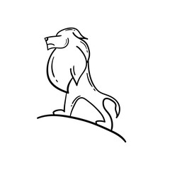 standing lion line art