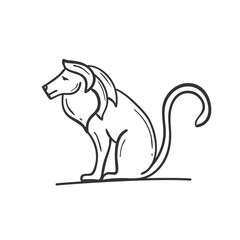 sitting lion line art