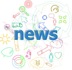 Text Breaking News. News concept . Simple infographics thin line icons set