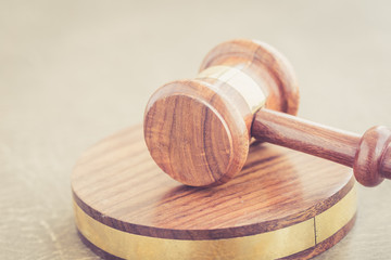 WOODEN JUDGE GAVEL ON CONCEPT