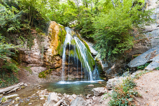 Ulu-Uzen river with Djur-djur waterfall in Crimea
