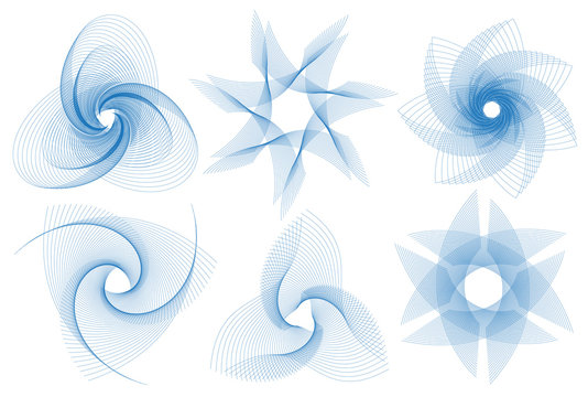 Guilloche vector pattern set (watermarks). Useful for banknote, diploma, certificate, note, currency, voucher or money design
