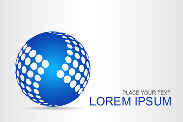 Logo stylized spherical surface with abstract shapes