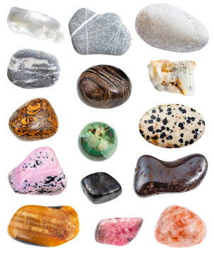 various stones (greywacke, rhinestone, etc)