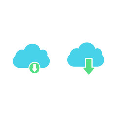 Download or save sign icon set with cloud. flat style