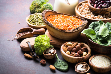 Healthy vegan food assortment. 