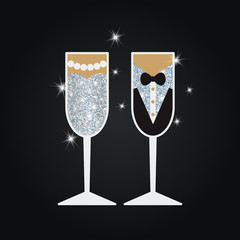 Wedding glasses vector