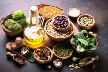 Healthy vegan food assortment. 