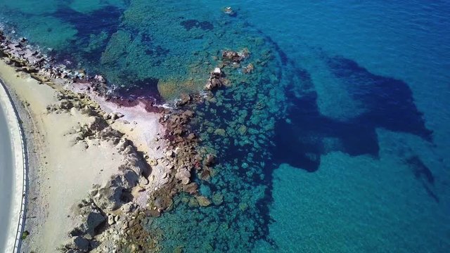 Aerial View: Drone video of beaches in Rhodes Mandriko, Rodos island