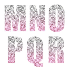 Beautiful trendy glitter alphabet letters with silver to pink ombre