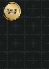 Abstract concept vector monochrome geometric pattern. Dark blue, gold minimal background. Creative illustration template. Seamless stylish texture. For wallpaper, surface, web design, textile, decor.