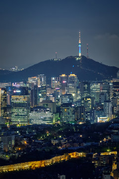 Seoul skyline in the night, South Korea.