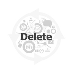 The word delete on digital screen, information technology concept