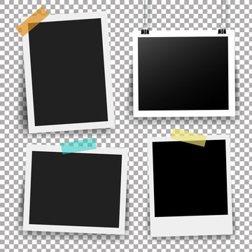 Photo Frame Set With Adhesive Tape In Transparent Background