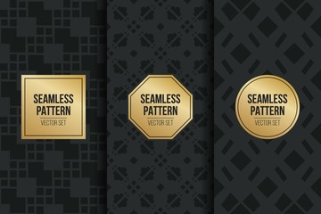 Abstract concept vector monochrome geometric pattern. Dark blue, gold minimal background. Creative illustration template. Seamless stylish texture. For wallpaper, surface, web design, textile, decor.