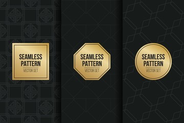 Abstract concept vector monochrome geometric pattern. Dark blue, gold minimal background. Creative illustration template. Seamless stylish texture. For wallpaper, surface, web design, textile, decor.