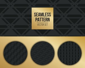 Abstract concept vector monochrome geometric pattern. Dark blue, gold minimal background. Creative illustration template. Seamless stylish texture. For wallpaper, surface, web design, textile, decor.