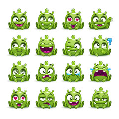 Little cute funny green alien set. © lilu330