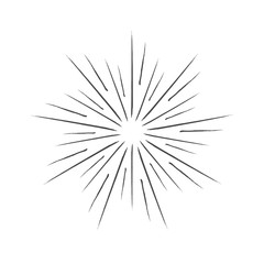 Linear drawing of rays of the sun in vintage style.