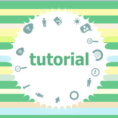 Text tutorial. Education concept . Infographics icon set. Icons of maths, graphs, mail and so on.