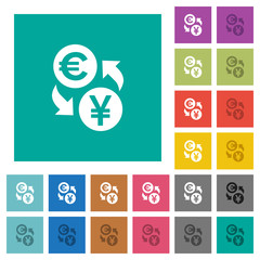 Euro Yen money exchange square flat multi colored icons