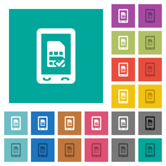 Mobile simcard accepted square flat multi colored icons