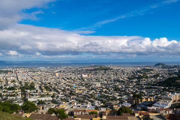 Panoramic view of San Francisco at Sunset from Twin Peaks Hill, San Francisco, California, USA