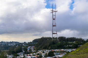 Obraz premium Panoramic view of San Francisco at Sunset from Twin Peaks Hill, San Francisco, California, USA