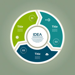 Vector circle arrows for infographic. Template for cycling diagram, graph, presentation and round chart. Business concept with  3 options, parts, steps or processes. Abstract background.