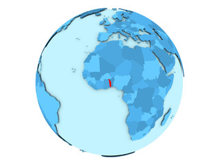 Togo on blue globe isolated