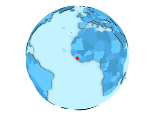 Sierra Leone on blue globe isolated