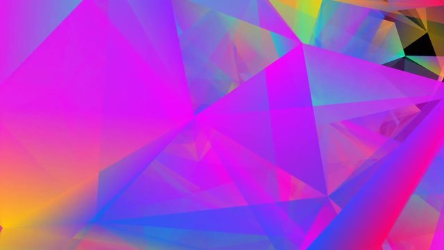abstract digital picture of multicolored triangles. seamless loop.