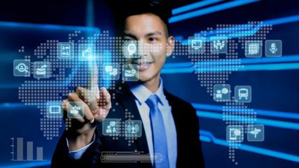 businessman with icon