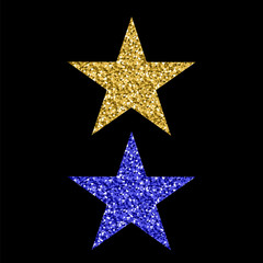 Gold Blue Glitter Star