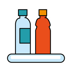 shelf with plastic bottles isolated icon