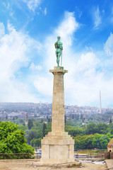 Beautiful view of the monument to the Winner near the Belgrade Fortress in Belgrade, Serbia