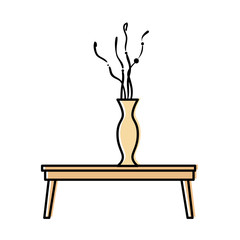 table with decorative vase isolated icon
