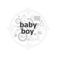 Text Baby boy on digital background. Information concept