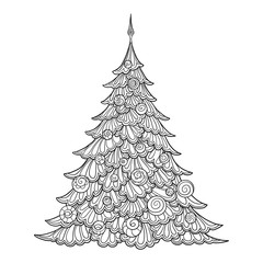 Christmas Tree Contour Drawing Good For Coloring Page The Adult Book