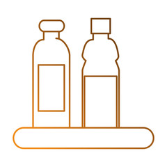 shelf with plastic bottles isolated icon