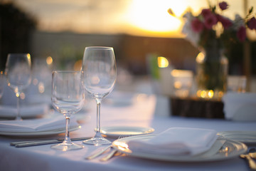Formal dinner service at a wedding banquet