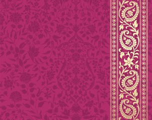 wedding card design, paisley floral pattern , India